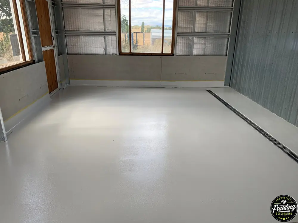 Prepared smooth workshop floor before the final epoxy finish
